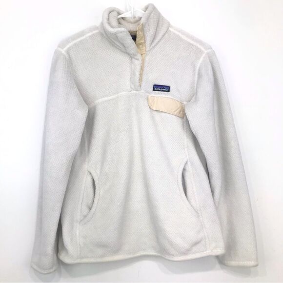 Patagonia RE-TOOL White Cream Quarter Snap Fleece Polartec Performance Pullover - Picture 5 of 16